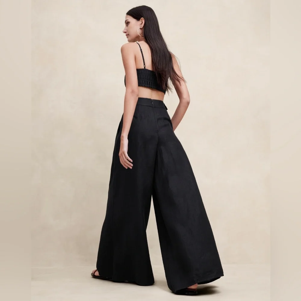 NWOT! Banana Republic Black Lina Linen Wide-Leg Pant - Multiple Sizes💛 - Picture 2 of 4
